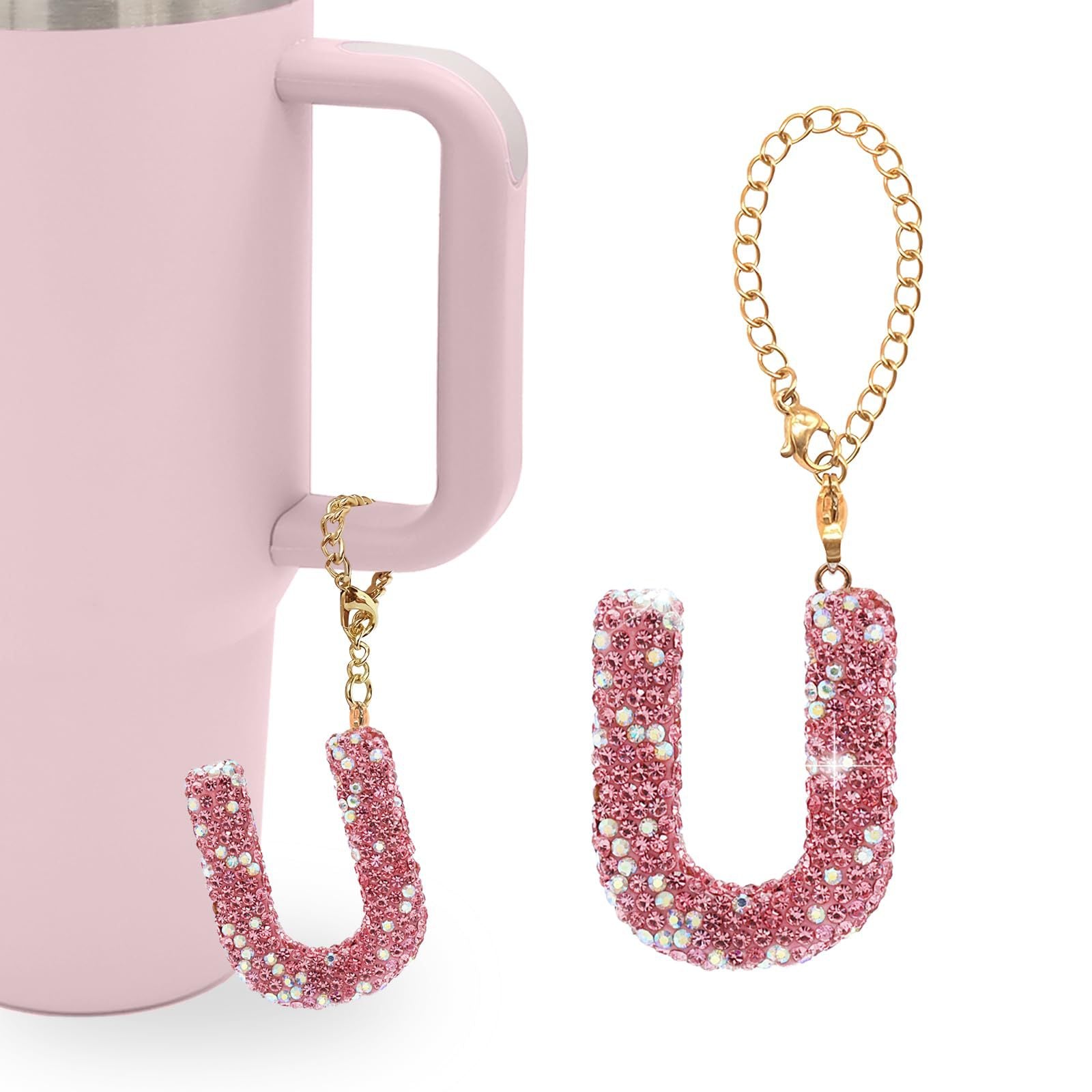 Wholesale Pink Diamond English Letter Water Cup Chain Pendant Cup Accessories